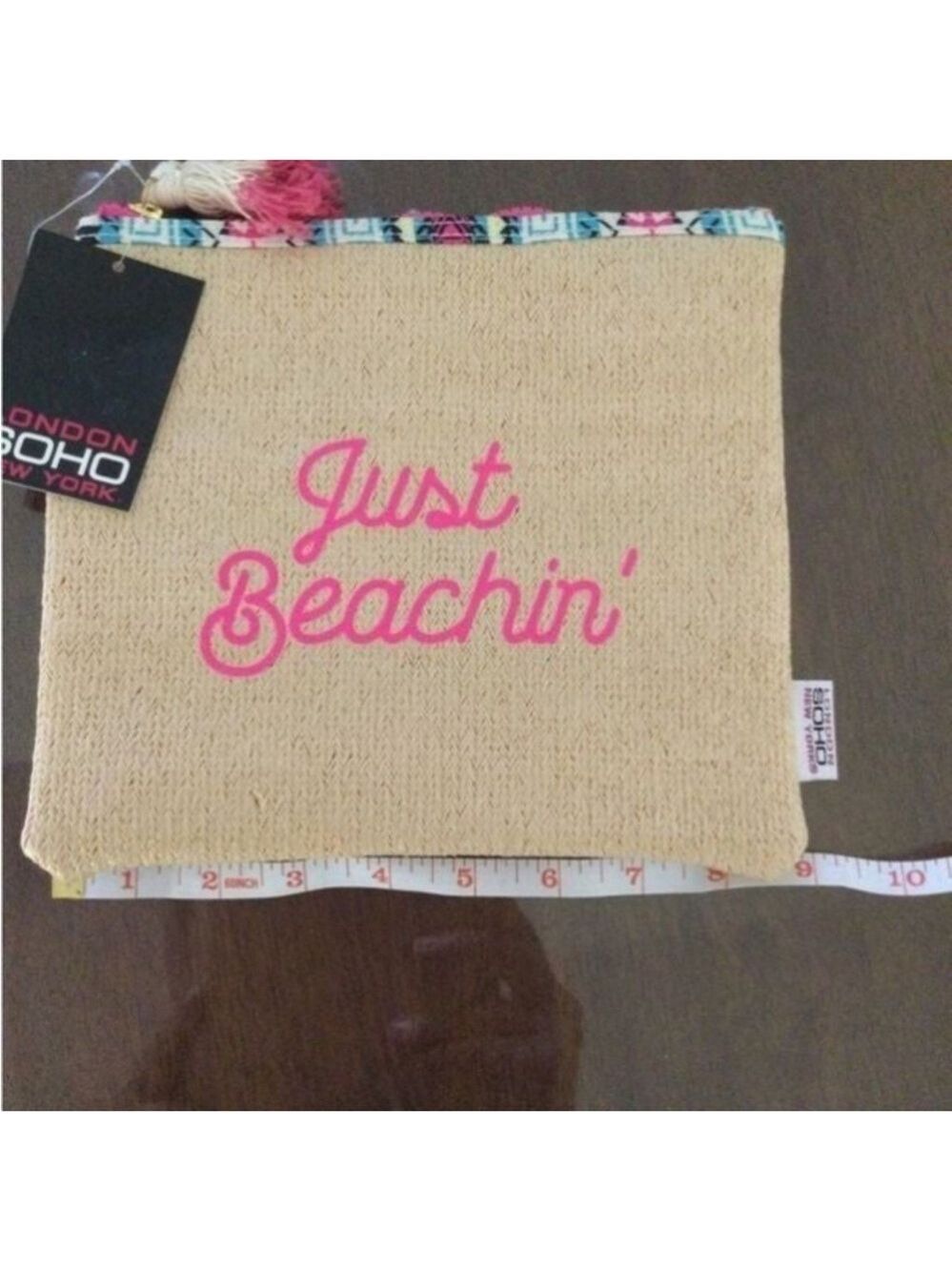 London SOHO New York Just Beachin cosmetic bag NWT with flaw